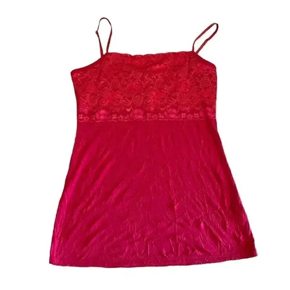 Maurices Red Camisole Top with Lace SZ S #1236